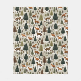 ウィンターウッドランドキツネ フリースブランケット