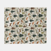 ウィンターウッドランドキツネ フリースブランケット (正面(横))