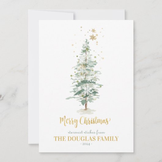 ウィンターウッドランドクリスマスツリーカード 招待状 (正面)
