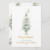 ウィンターウッドランドクリスマスツリーカード 招待状 (正面/裏面)