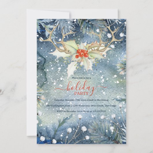 ウィンターウッドランドクリスマスホリデーパーティー 招待状 (正面)