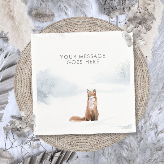 ウィンターウッドランドシーンキツネクリスマスホリデーズ スタンダードカクテルナプキン