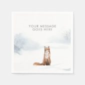 ウィンターウッドランドシーンキツネクリスマスホリデーズ スタンダードカクテルナプキン (正面)