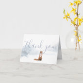 ウィンターウッドランドシーンキツネサンキューユナイテッド カード (黄色い花)