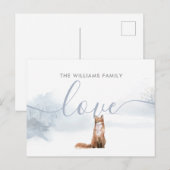 ウィンターウッドランドシーンキツネファミリ名 シーズンポストカード (正面/裏面)