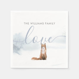 ウィンターウッドランドシーンキツネホリデー スタンダードカクテルナプキン