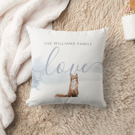 ウィンターウッドランドシーンキツネ クッション (ブランケット)