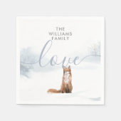 ウィンターウッドランドシーンキツネ スタンダードカクテルナプキン (正面)