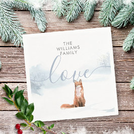 ウィンターウッドランドシーンキツネ スタンダードカクテルナプキン