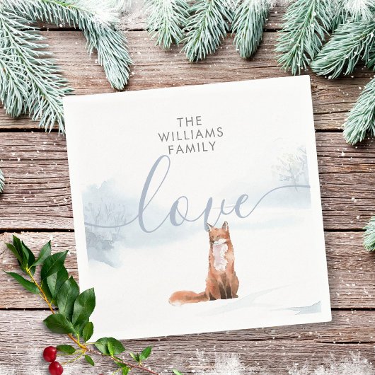 ウィンターウッドランドシーンキツネ スタンダードカクテルナプキン