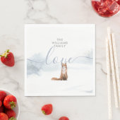 ウィンターウッドランドシーンキツネ スタンダードランチョンナプキン (インサイチュ)