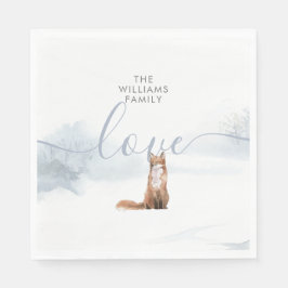 ウィンターウッドランドシーンキツネ スタンダードランチョンナプキン
