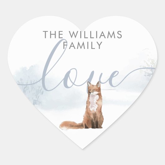 ウィンターウッドランドシーンキツネ ハートシール (正面)