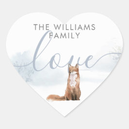 ウィンターウッドランドシーンキツネ ハートシール