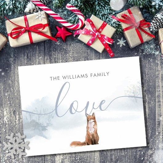 ウィンターウッドランドシーンキツネ ポストカード