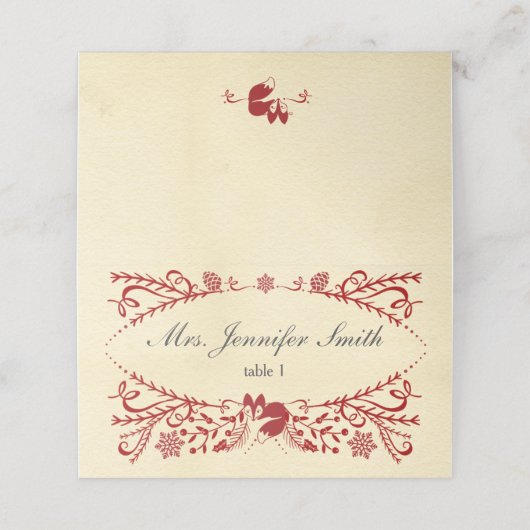 ウィンターウッドランドスリープキツネクリスマス プレイスカード (外部開封)