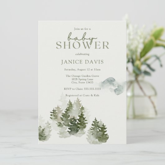 ウィンターウッドランドテーマベビーシャワー招待状カード 招待状 (スタンド正面)