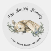 ウィンターウッドランドディアクリスマス差出人住所 ラウンドシール (正面)