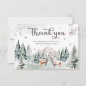 ウィンターウッドランドディアベビーシャワーサンキューカード カード (正面)