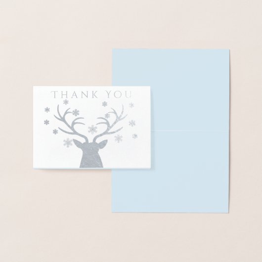 ウィンターウッドランドディアベビーシャワーサンキューカード 箔カード (ディスプレー)