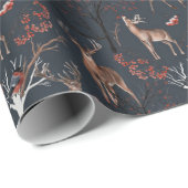 ウィンターウッドランドディアホリデークリスマス ラッピングペーパー (ロールコーナー)