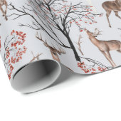 ウィンターウッドランドディアホリデークリスマス ラッピングペーパー (ロールコーナー)