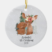 ウィンターウッドランドディアママベビー1stクリスマス セラミックオーナメント (正面)