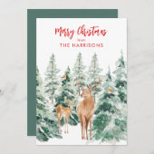 ウィンターウッドランドディアメリークリスマスホリデーカード シーズンカード (正面/裏面)
