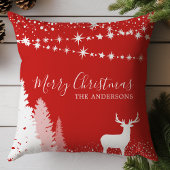 ウィンターウッドランドディアレッドファミリークリスマス クッション