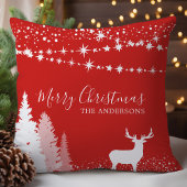 ウィンターウッドランドディアレッドファミリークリスマス クッション