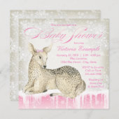 ウィンターウッドランドディアーベビーシャワー招待状 招待状 (正面/裏面)