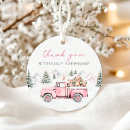 ウィンターウッドランドピンクメッセージカード フェイバータグ