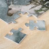 ウィンターウッドランドフォギーマウンテンフォレストヤングスタグ ジグソーパズル (側面)