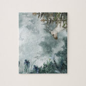 ウィンターウッドランドフォギーマウンテンフォレストヤングスタグ ジグソーパズル (縦)