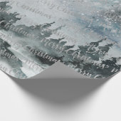 ウィンターウッドランドフォレストシルバーメリークリスマス ラッピングペーパー (角)