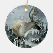 ウィンターウッドランドフォレストスタグトインデア セラミックオーナメント (正面)