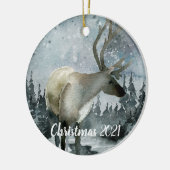 ウィンターウッドランドフォレストスタグトインデア セラミックオーナメント (左)