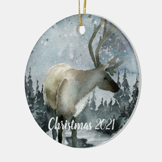 ウィンターウッドランドフォレストスタグトインデア セラミックオーナメント (左)