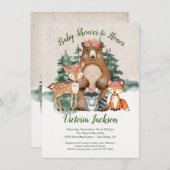 ウィンターウッドランドフォレストベビーシャワー招待状 招待状 (正面/裏面)