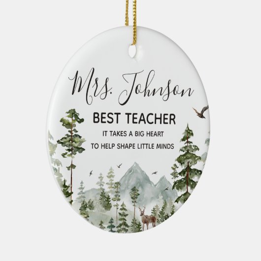 ウィンターウッドランドフォレスト最高の先生 セラミックオーナメント (右)