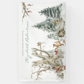 ウィンターウッドランドフォレスト |赤ちゃんシャワー 横断幕 (縦)