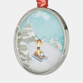 ウィンターウッドランドフレンズ – 動物イラストレーション メタルオーナメント (左)