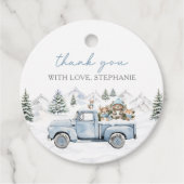 ウィンターウッドランドブルーメッセージカード フェイバータグ (正面)