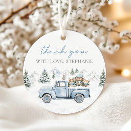 ウィンターウッドランドブルーメッセージカード フェイバータグ