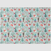 ウィンターウッドランドブルー&レッド動物の森のパターン 薄葉紙 (正面)