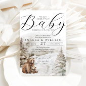 ウィンターウッドランドベアテーマ男の赤ちゃんシャワー 招待状