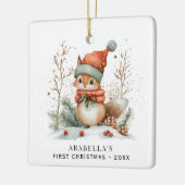 ウィンターウッドランドベビーの初めてのクリスマス写真 セラミックオーナメント (左)