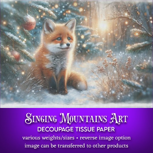 ウィンターウッドランドベビーキツネクラフトデクページ 薄葉紙