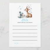 ウィンターウッドランドベビーベビーシャワー外は寒い アドバイスカード (正面)