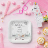 ウィンターウッドランドベビーベビーシャワー外は寒い ペーパープレート (パーティー)